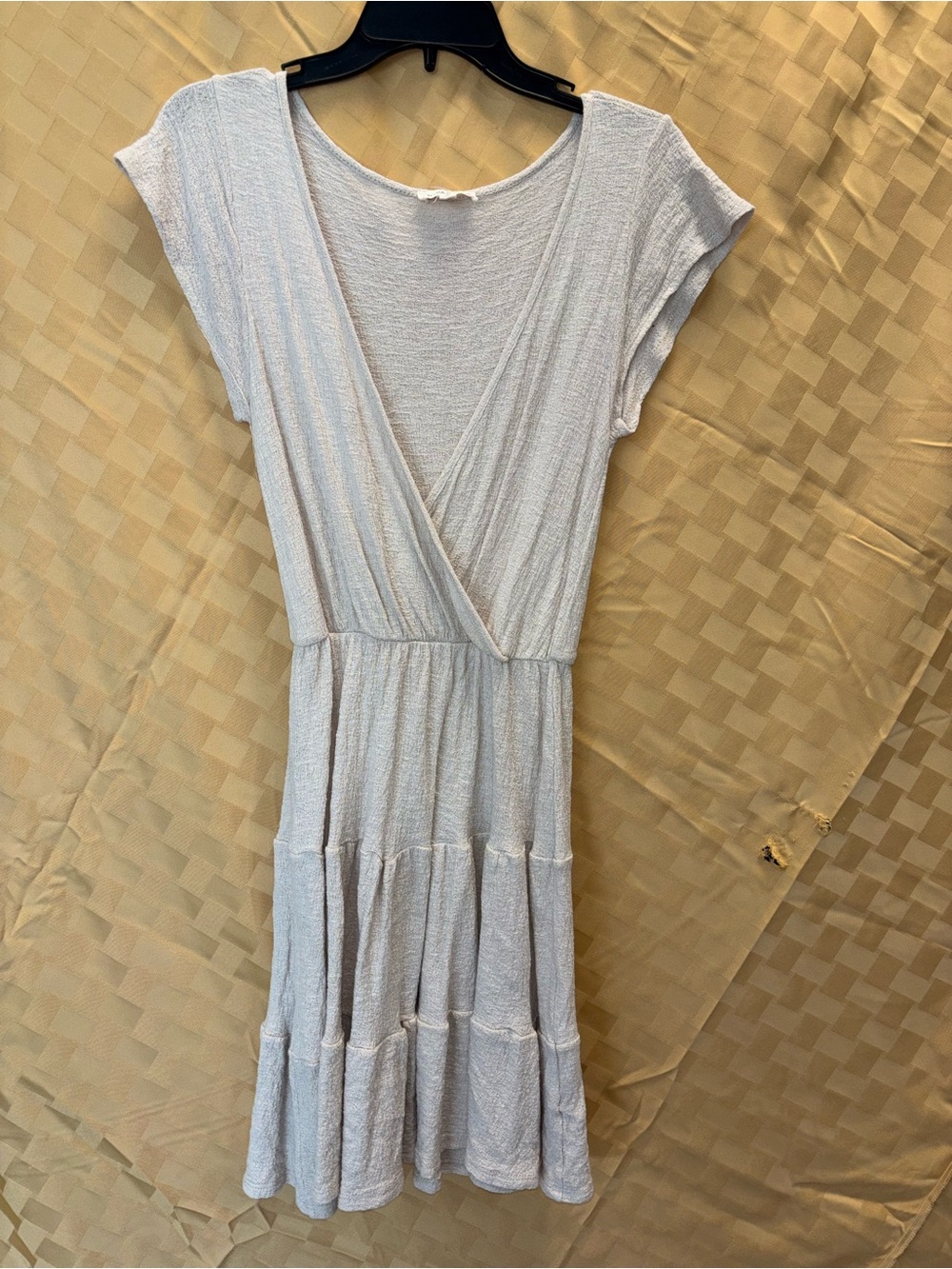 Rolla Coster Light Cream Wrap-Style Tiered Midi Dress